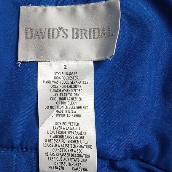 David's Bridal royal blue maxi pleated evening prom formal gown Sz 2 EUC - Picture 8 of 8
